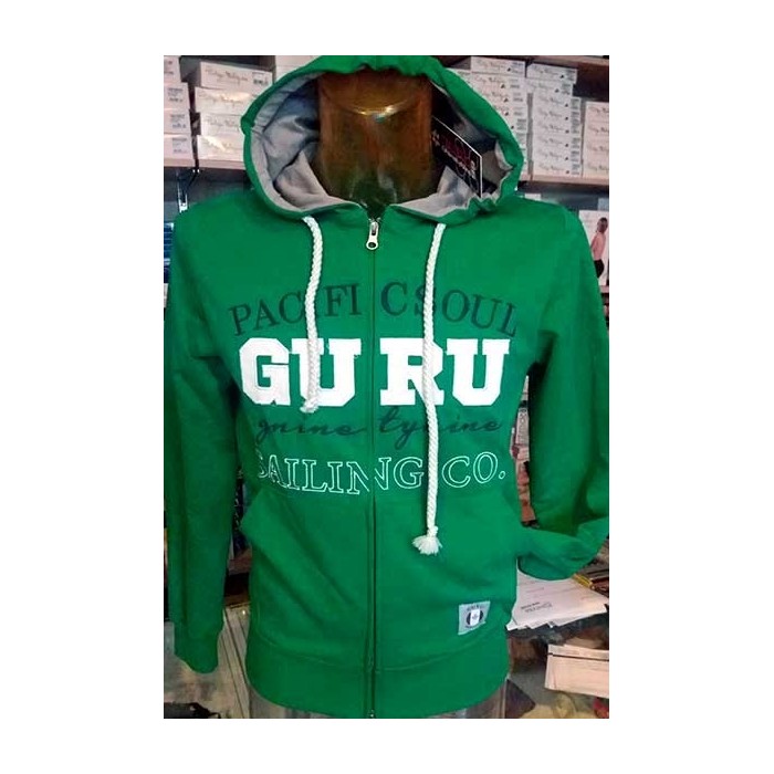 Felpa uomo Guru aperta con logo ricamato, tasche e cappuccio