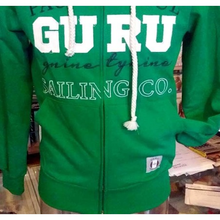 Felpa uomo Guru aperta con logo ricamato, tasche e cappuccio