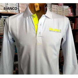 Polo uomo Guru con logo frontale e stampa sul collo fluo