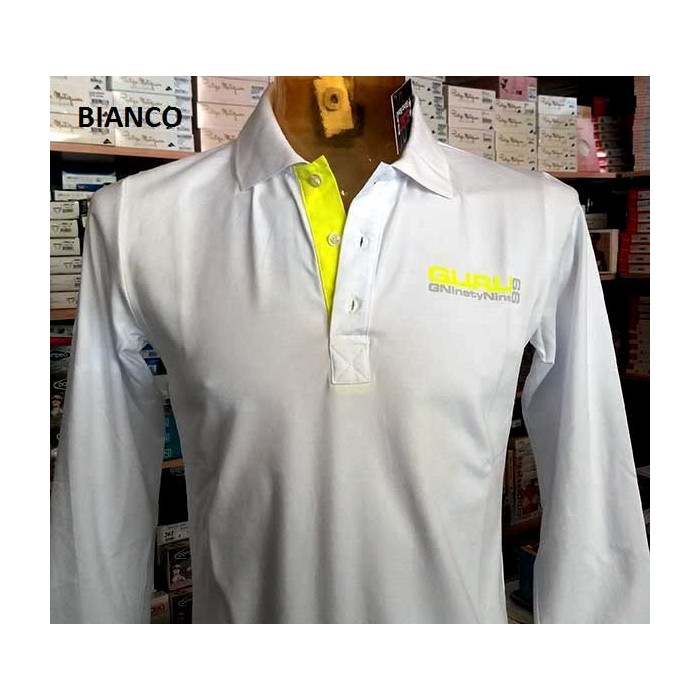 Polo uomo Guru con logo frontale e stampa sul collo fluo