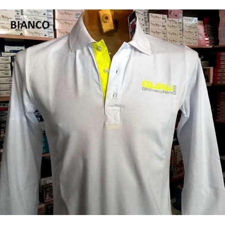 Polo uomo Guru con logo frontale e stampa sul collo fluo