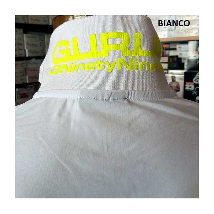 Polo uomo Guru con logo frontale e stampa sul collo fluo
