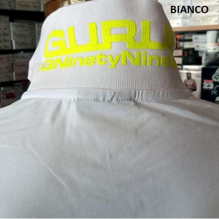 Polo uomo Guru con logo frontale e stampa sul collo fluo