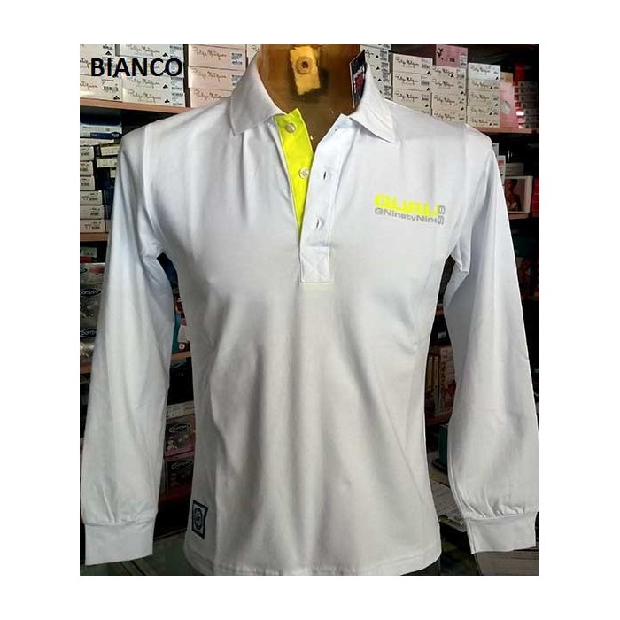 Polo uomo Guru con logo frontale e stampa sul collo fluo