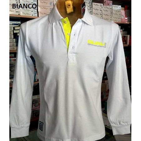 Polo uomo Guru con logo frontale e stampa sul collo fluo