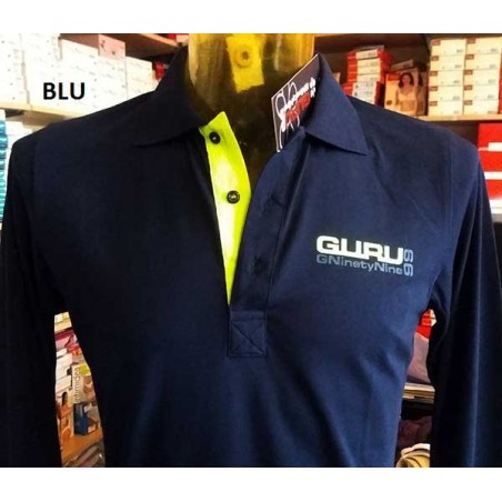 Polo uomo Guru con logo frontale e stampa sul collo fluo