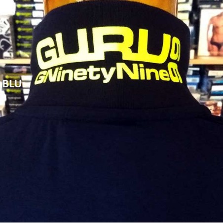 Polo uomo Guru con logo frontale e stampa sul collo fluo