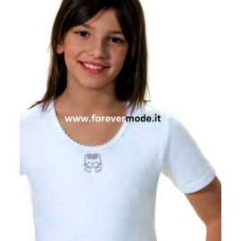 Maglia bambina Antonella manica corta con strass, caldo cotone