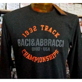 T-shirt uomo Baci & Abbracci manica lunga a girocollo in cotone con stampa logo