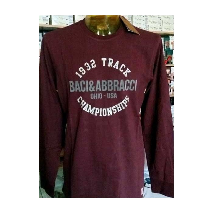 T-shirt uomo Baci & Abbracci manica lunga a girocollo in cotone con stampa logo