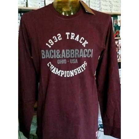 T-shirt uomo Baci & Abbracci manica lunga a girocollo in cotone con stampa logo