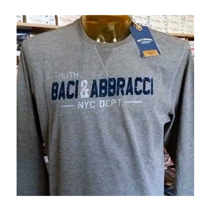 T-shirt uomo Baci & Abbracci manica lunga a girocollo in cotone con stampa logo