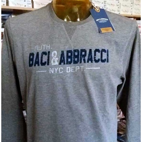T-shirt uomo Baci & Abbracci manica lunga a girocollo in cotone con stampa logo