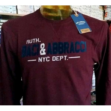 T-shirt uomo Baci & Abbracci manica lunga a girocollo in cotone con stampa logo