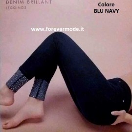 Leggings donna Matignon con cotone, tasche sul retro e strass