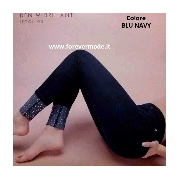 Leggings donna Matignon con cotone, tasche sul retro e strass