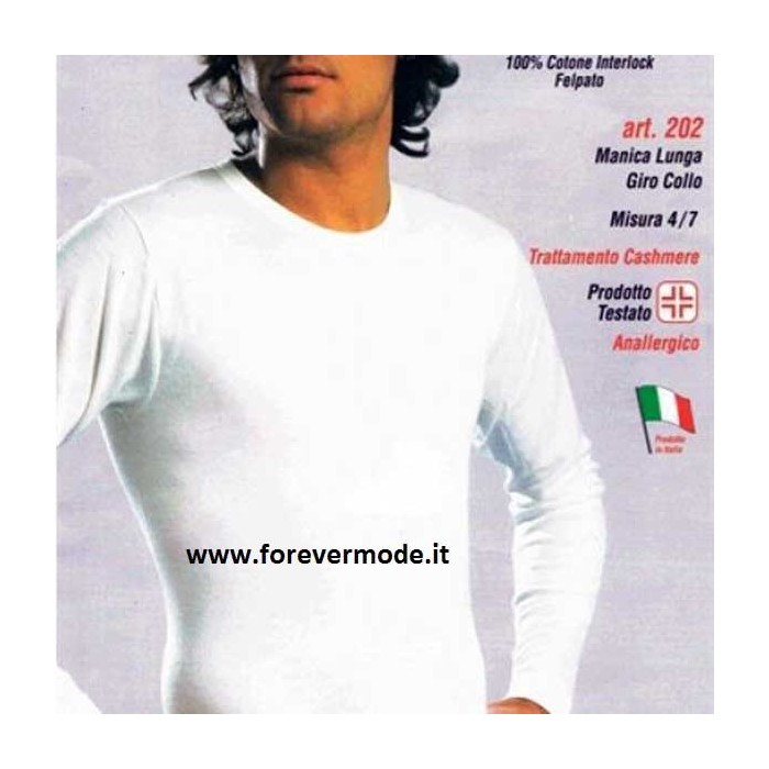 3 T-shirt uomo Leable o Trevi manica lunga a girocollo in caldo cotone felpato invernale