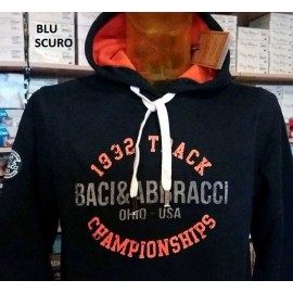 Felpa uomo Baci & Abbracci con logo stampato tasche e cappuccio
