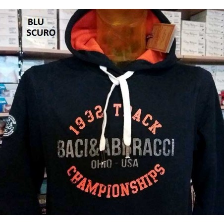 Felpa uomo Baci & Abbracci con logo stampato tasche e cappuccio