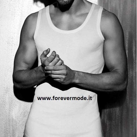 3 Canottiere uomo Enrico Coveri a spalla larga in caldo cotone felpato invernale