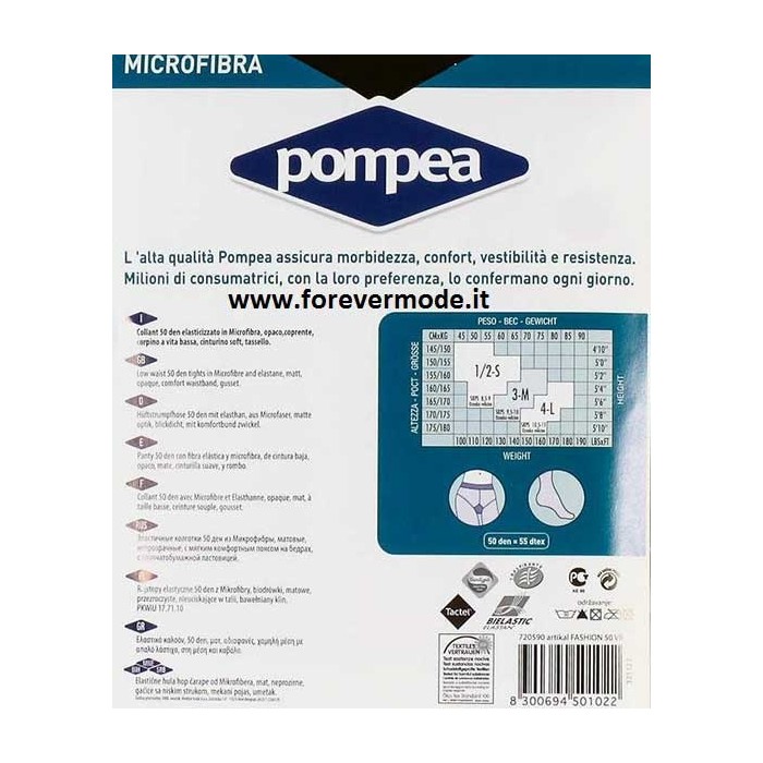 3 Collant donna Pompea coprenti in microfibra 50 Vita Bassa