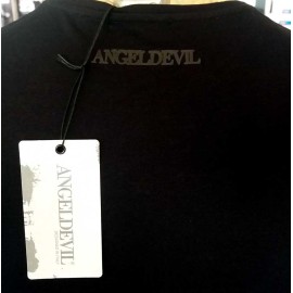 T-shirt uomo Angel Devil manica corta con girocollo borchiato e stampa logo dietro 2