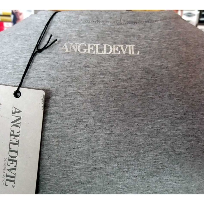T-shirt uomo Angel Devil manica corta con girocollo borchiato e stampa logo dietro