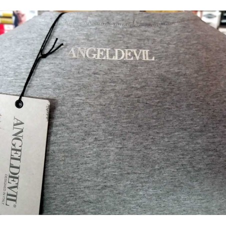 T-shirt uomo Angel Devil manica corta con girocollo borchiato e stampa logo dietro