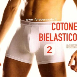 2 Boxer da uomo Cotonella in cotone elasticizzato con elastico esterno loggato 2