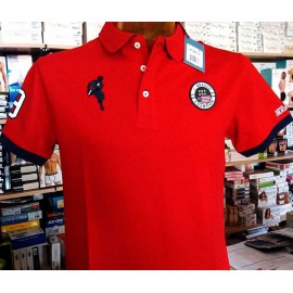 Polo uomo Johnny Brasco in cotone con logo ricamato e stampa collo
