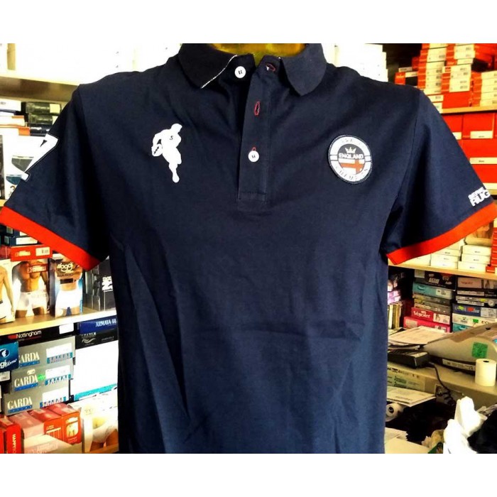 Polo uomo Johnny Brasco in cotone con logo ricamato e stampa collo