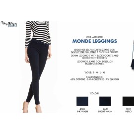 Leggings donna Matignon jeans con cotone con tasche vere sul retro 2