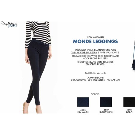 Leggings donna Matignon jeans con cotone con tasche vere sul retro
