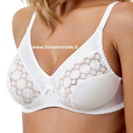 Reggiseno donna SieLei Falk in cotone senza ferretto con inserto ricamato