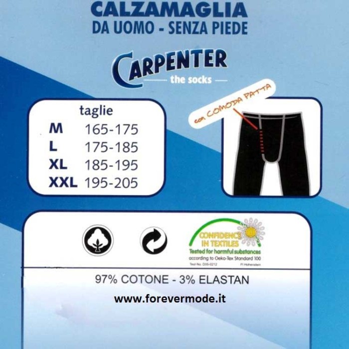 Calzamaglia uomo Carpenter lunga in caldo cotone felpato senza piede