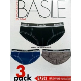 3 Slip uomo Basile in cotone elasticizzato con elastico infilato