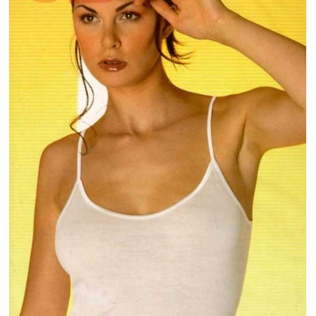 Canotta donna Emmebivi spalla stretta in filo con bordi in raso