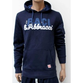 Felpa uomo Baci & Abbracci con logo stampato tasche e cappuccio
