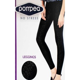 Leggings donna Pompea con velluto lamè davanti e tessuto nero dietro