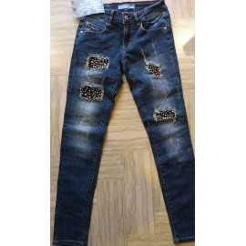 Jeans donna Baci & Abbracci elasticizzato slim con applicazioni perle