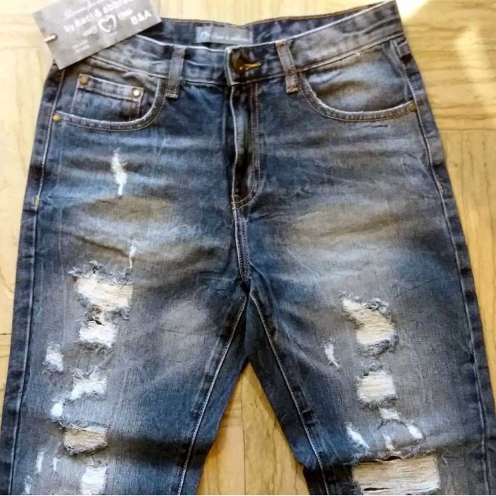 Jeans uomo Baci & Abbracci moda con rotture foderate e sbiaditure