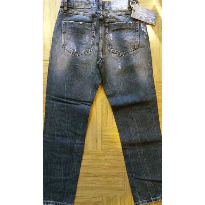 Jeans uomo Baci & Abbracci moda con rotture foderate e sbiaditure