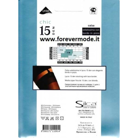 3 Paia di Calze donna Silca Chic velatissime con bordo ricamato per reggicalze