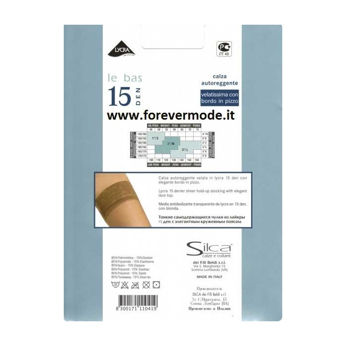 Autoreggente donna Silca Les Bas 15 in pizzo siliconato