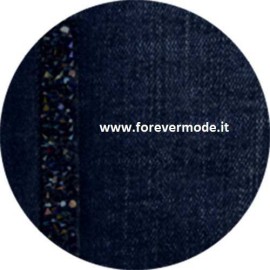 Leggings donna Matignon in jeans con cotone e strass su i fianchi 2