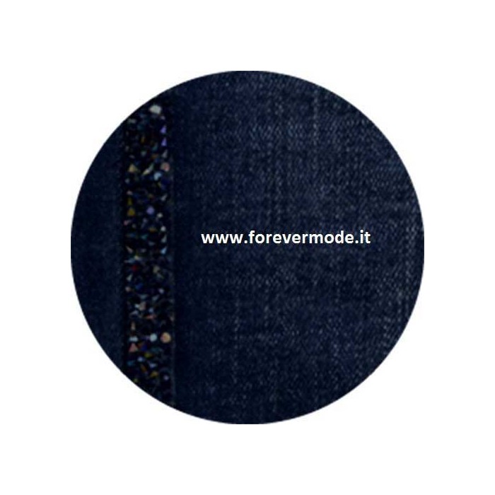 Leggings donna Matignon in jeans con cotone e strass su i fianchi