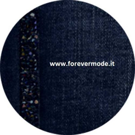 Leggings donna Matignon in jeans con cotone e strass su i fianchi