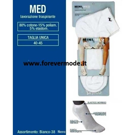 6 Paia di Calze uomo Prisco pedulino corto in cotone comfort sportivo