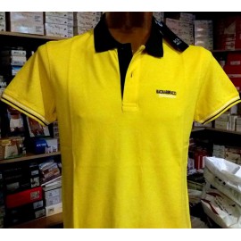 Polo uomo Baci & Abbracci con logo, retro collo e giro manica rigati